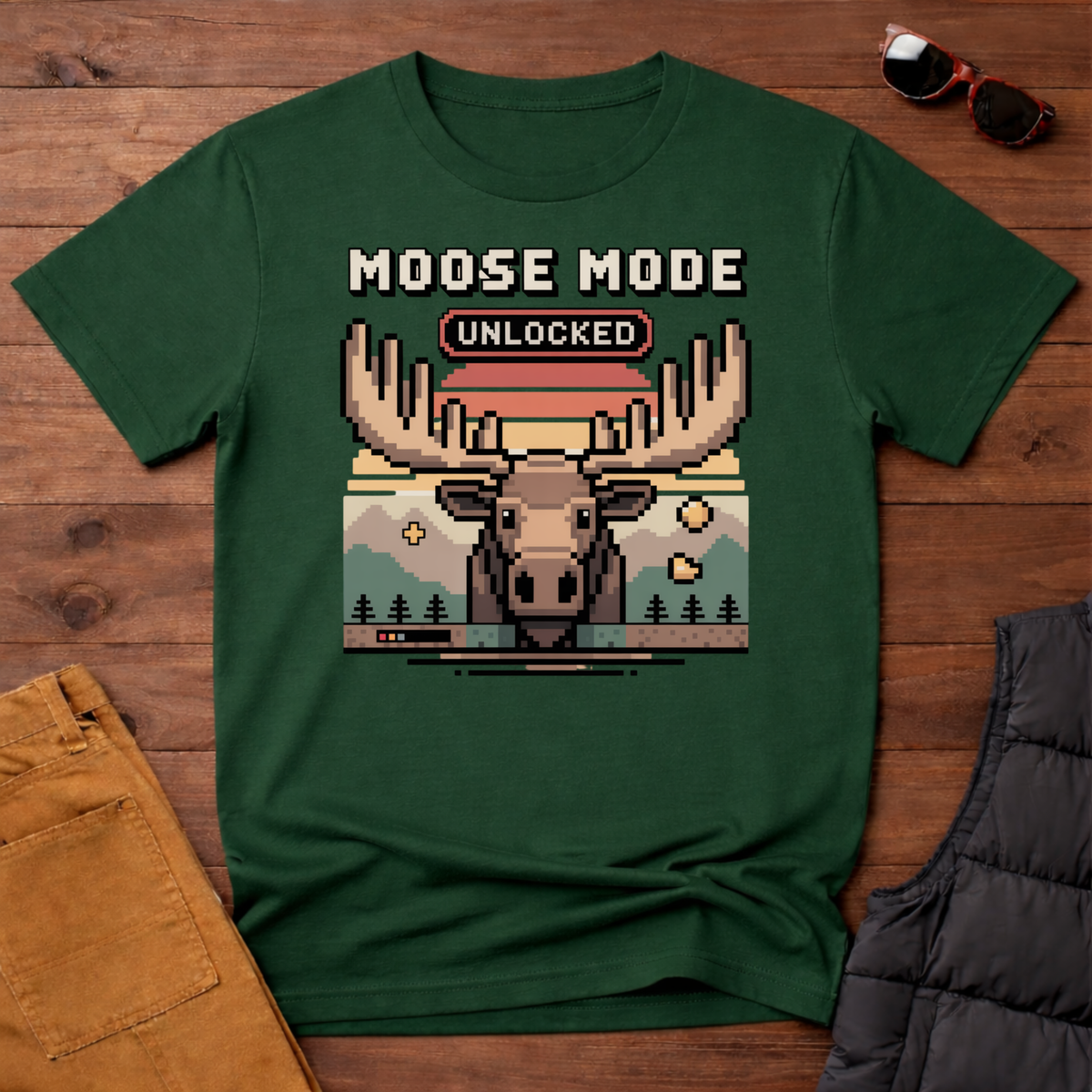 8-Bit Moose Mode Unlocked T-Shirt