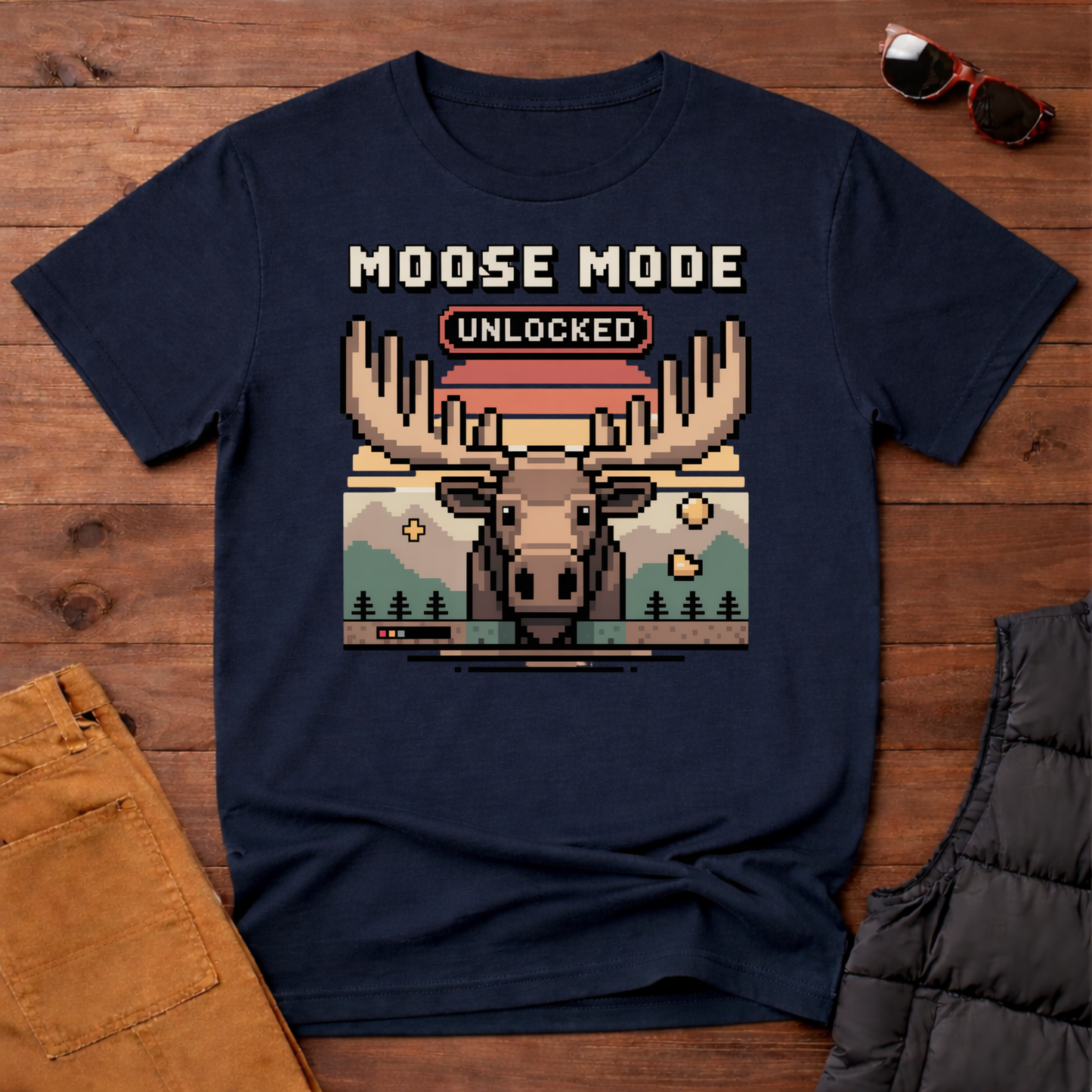 8-Bit Moose Mode Unlocked T-Shirt | Yampa Roots