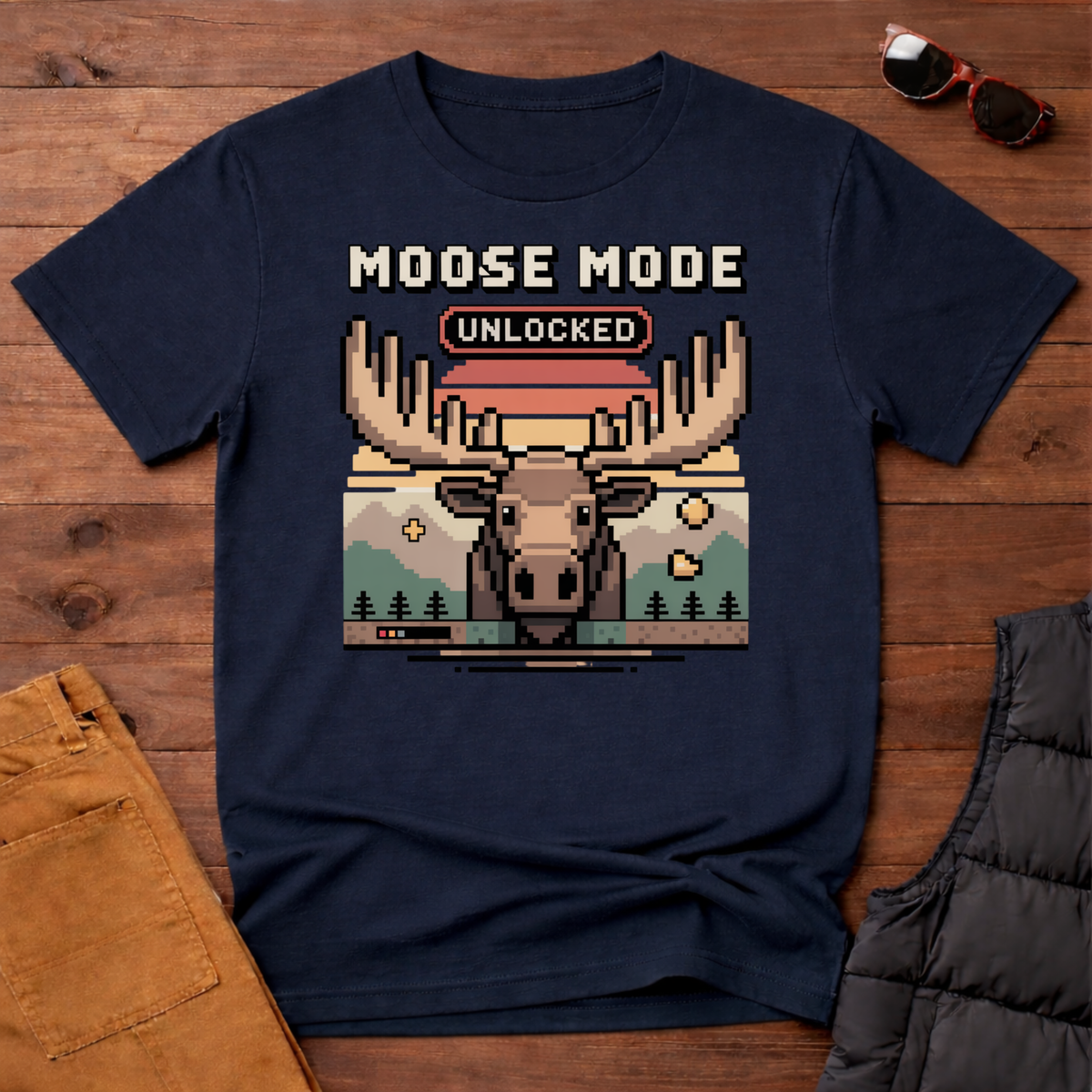 8-Bit Moose Mode Unlocked T-Shirt