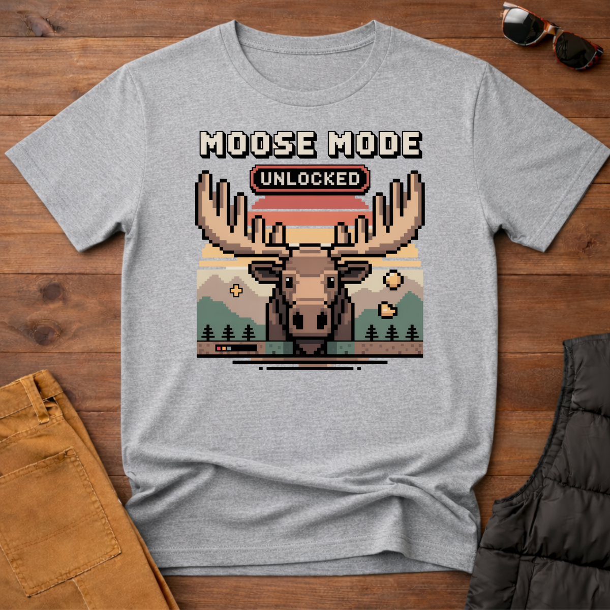 8-Bit Moose Mode Unlocked T-Shirt