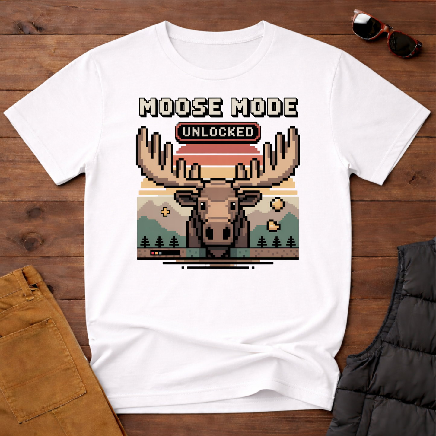 8-Bit Moose Mode Unlocked T-Shirt | Yampa Roots