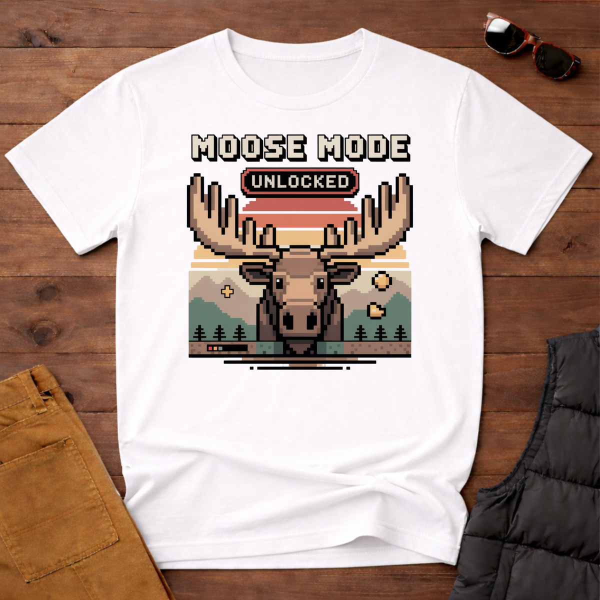 8-Bit Moose Mode Unlocked T-Shirt