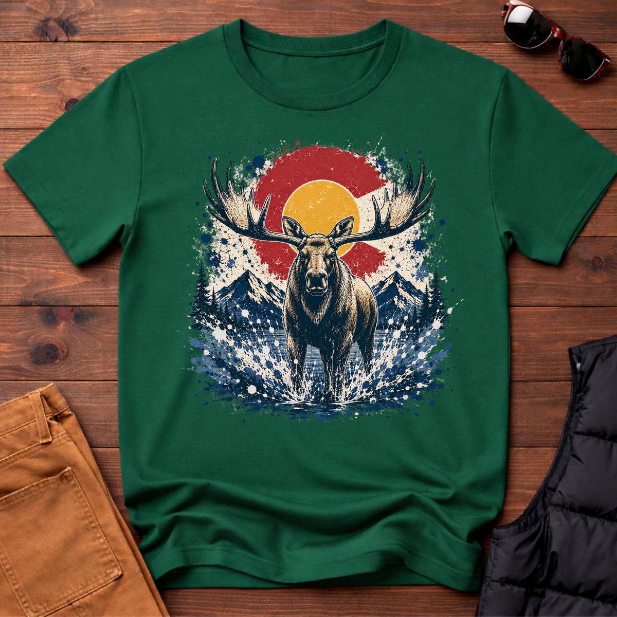 Moose Sunset Splatter T-Shirt