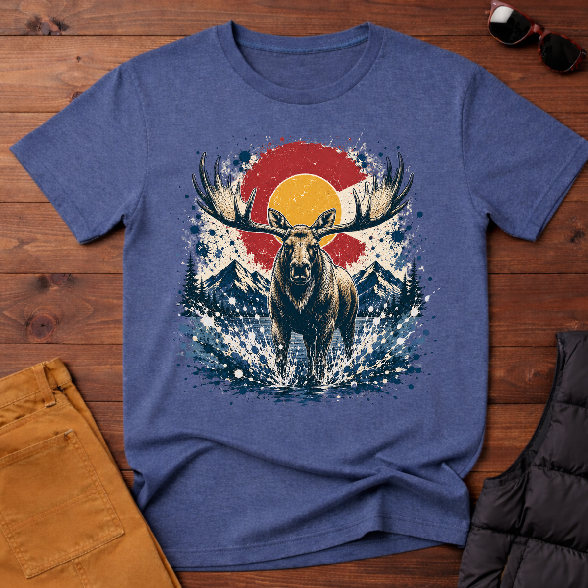 Moose Sunset Splatter T-Shirt