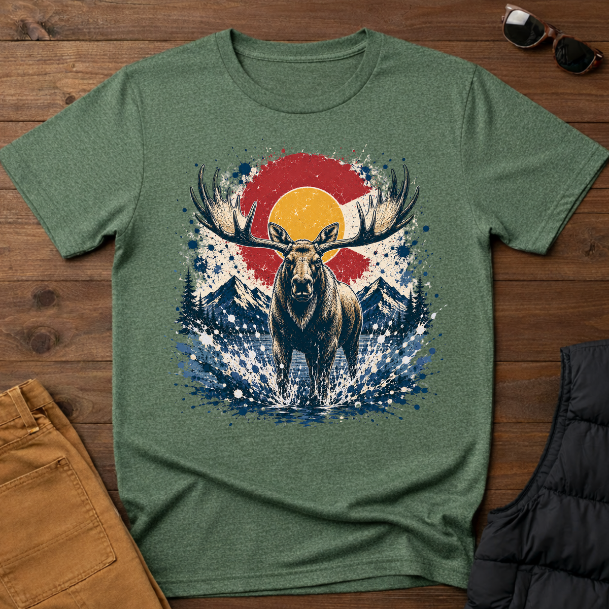 Moose Sunset Splatter T-Shirt