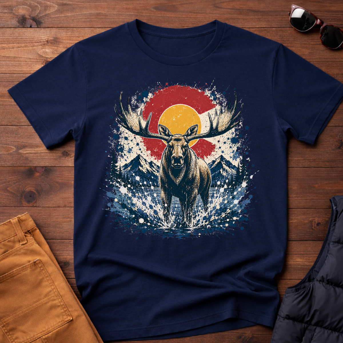 Moose Sunset Splatter T-Shirt