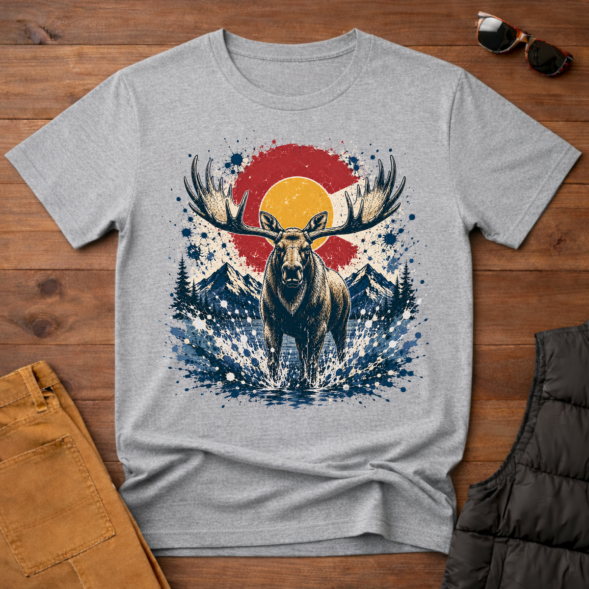 Moose Sunset Splatter T-Shirt
