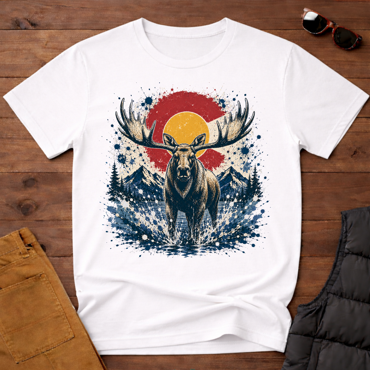 Moose Sunset Splatter T-Shirt