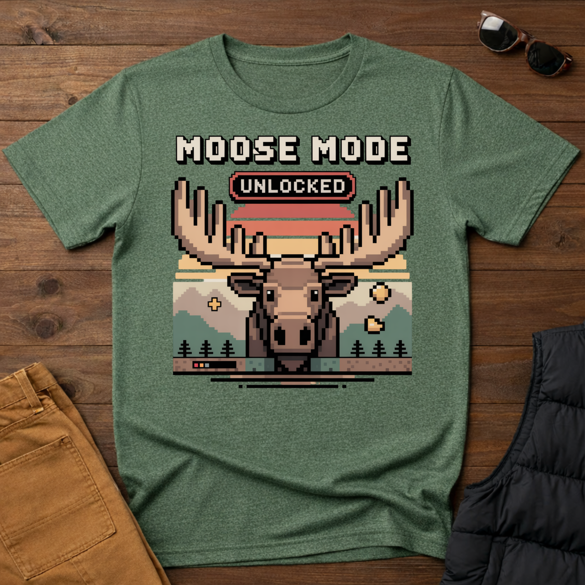 8-Bit Moose Mode Unlocked T-Shirt