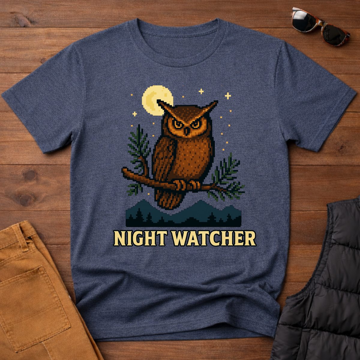 Owl 8 Bit Night Watcher T-shirt