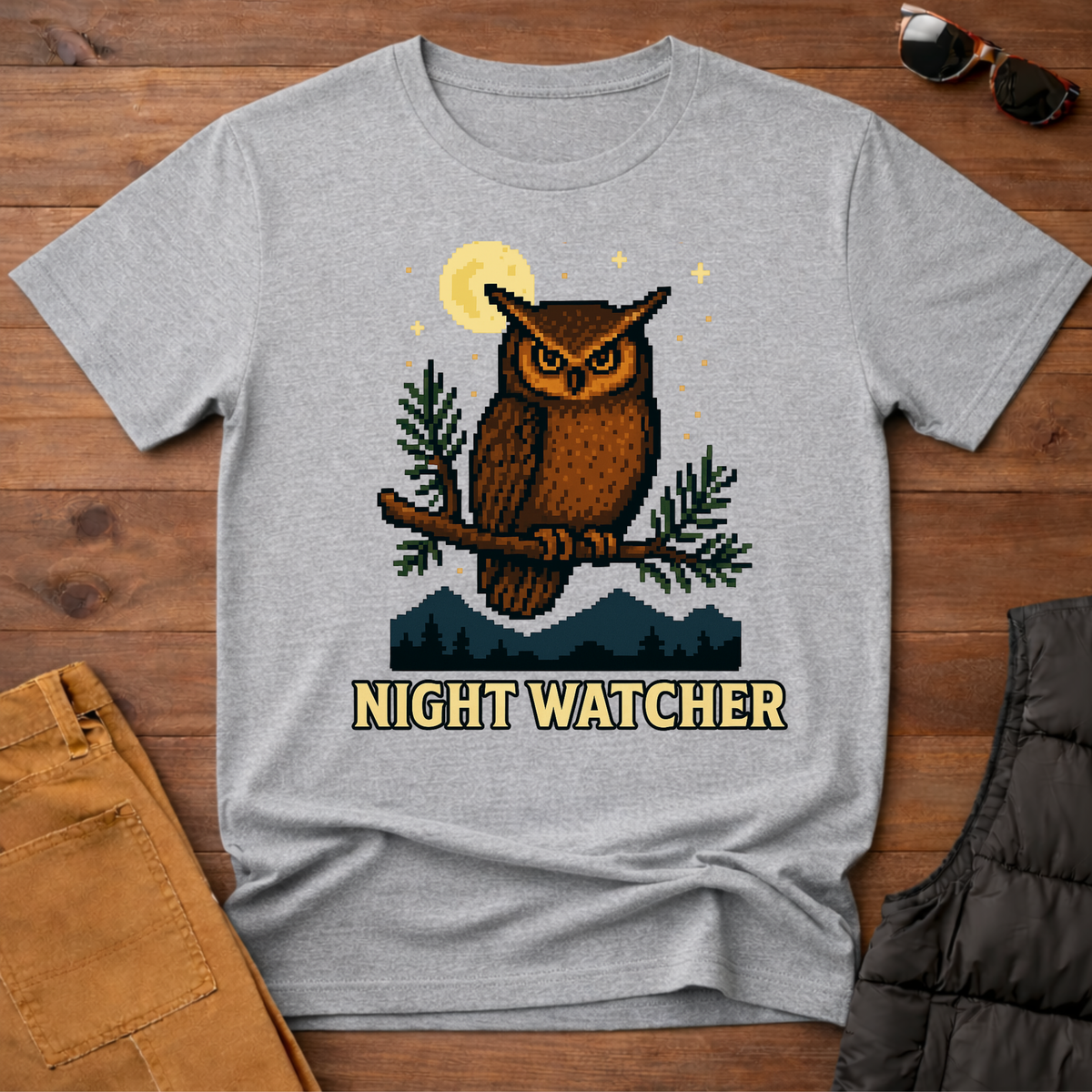Owl 8 Bit Night Watcher T-shirt