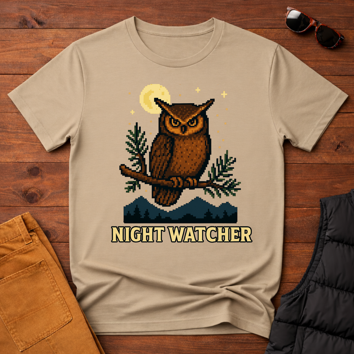 Owl 8 Bit Night Watcher T-shirt