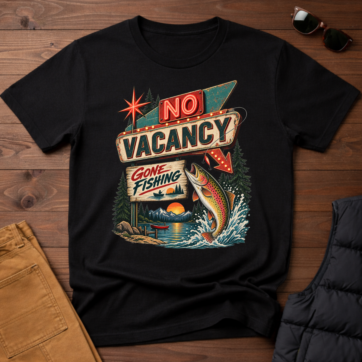 No Vacancy Gone Fishing T-Shirt