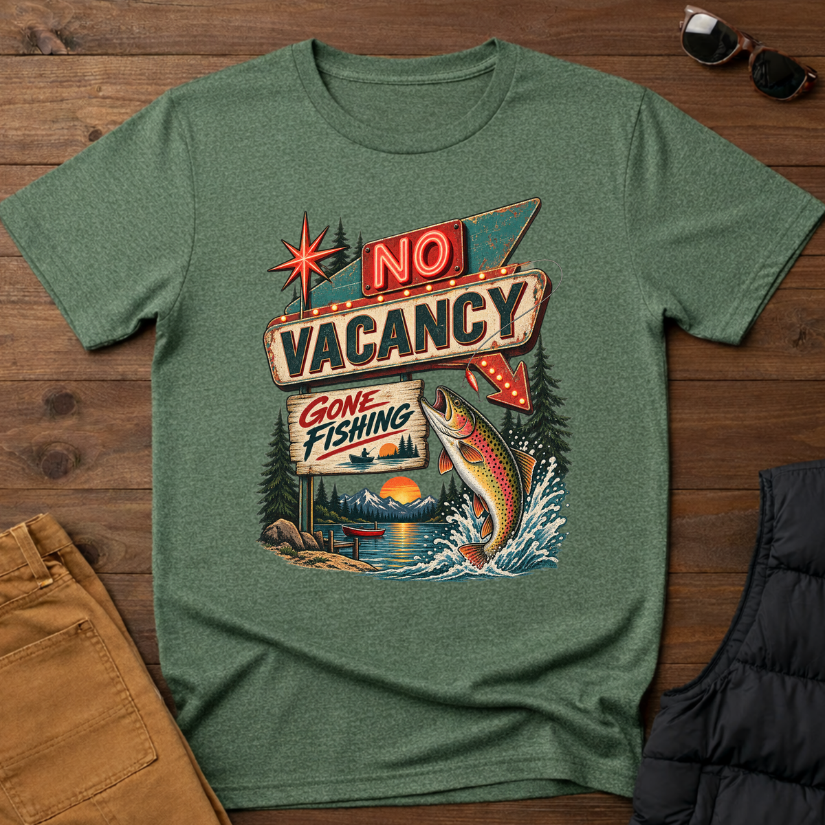 No Vacancy Gone Fishing T-Shirt