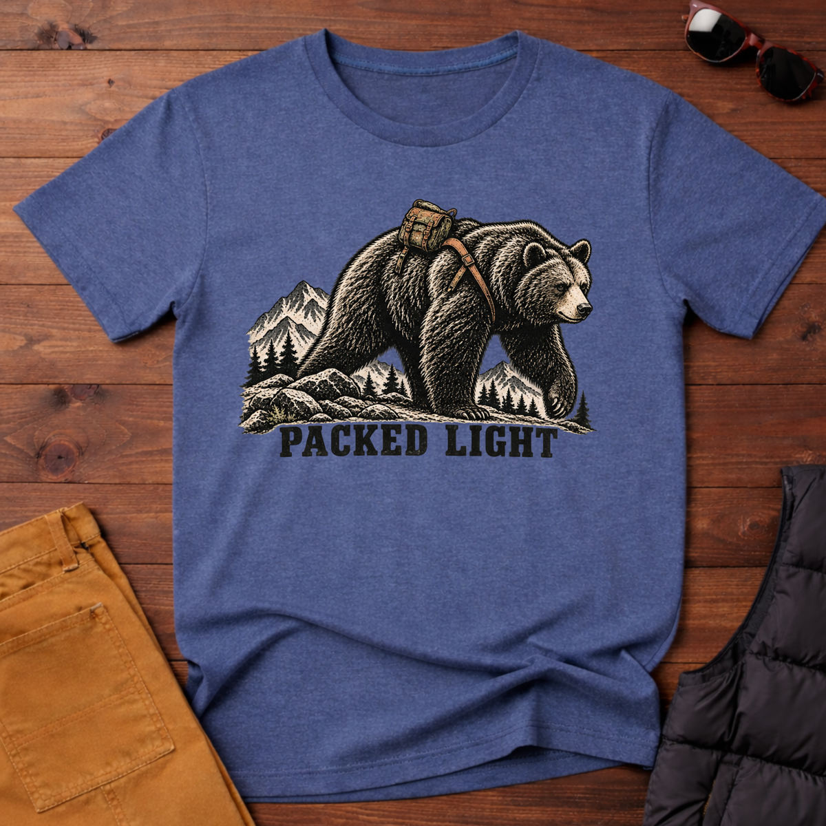 Packed Light Bear T-Shirt — Adventure Camping Graphic Tee