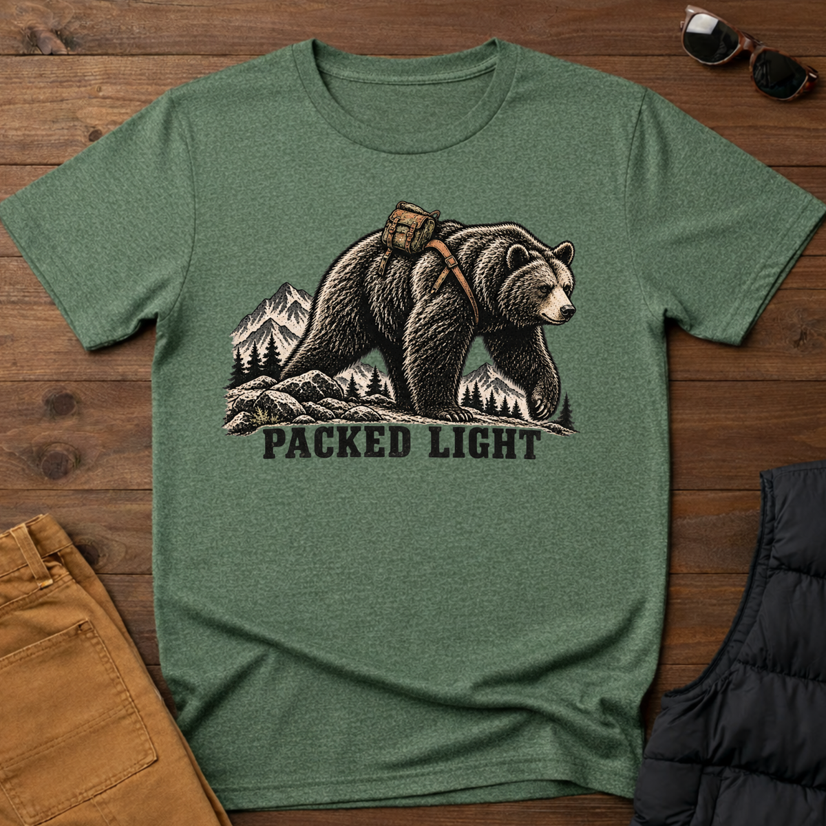 Packed Light Bear T-Shirt — Adventure Camping Graphic Tee