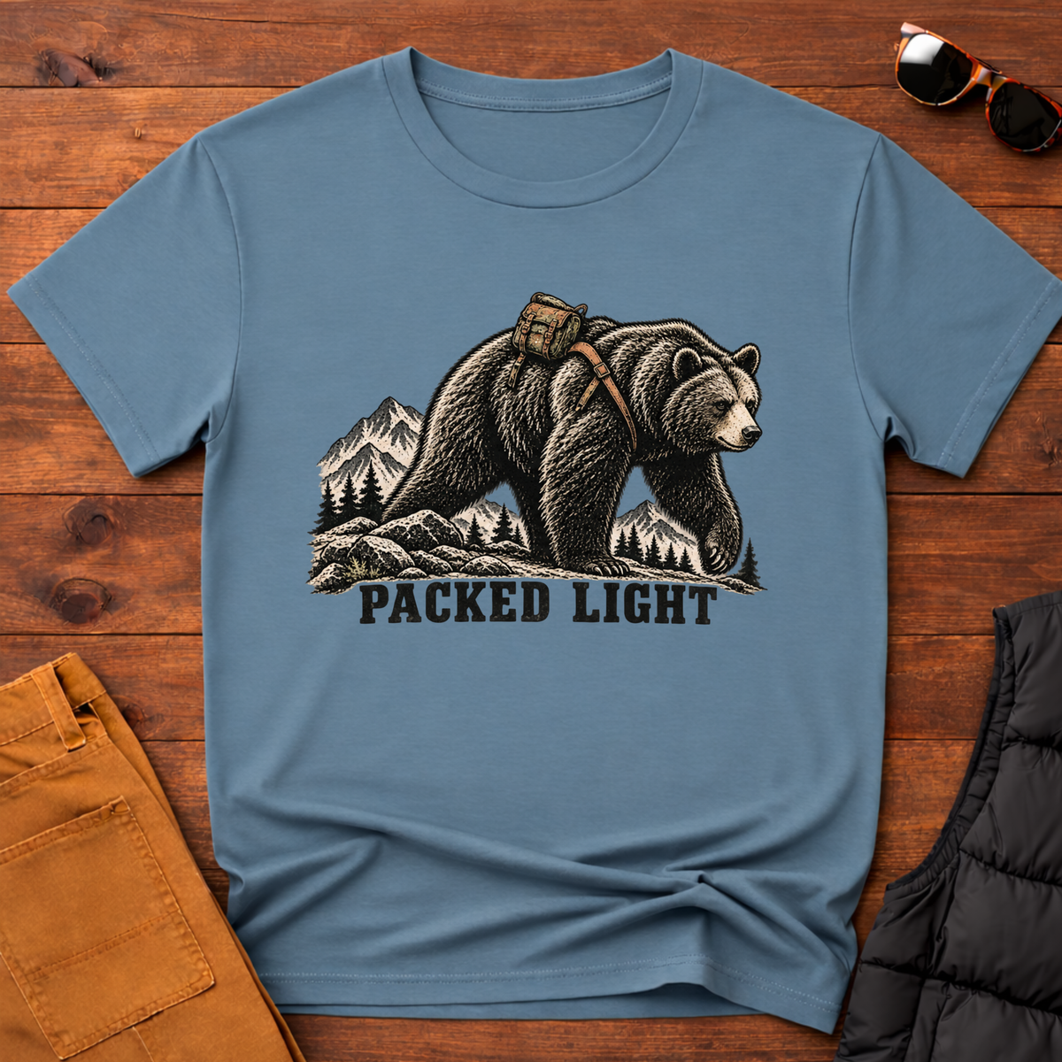 Packed Light Bear T-Shirt — Adventure Camping Graphic Tee