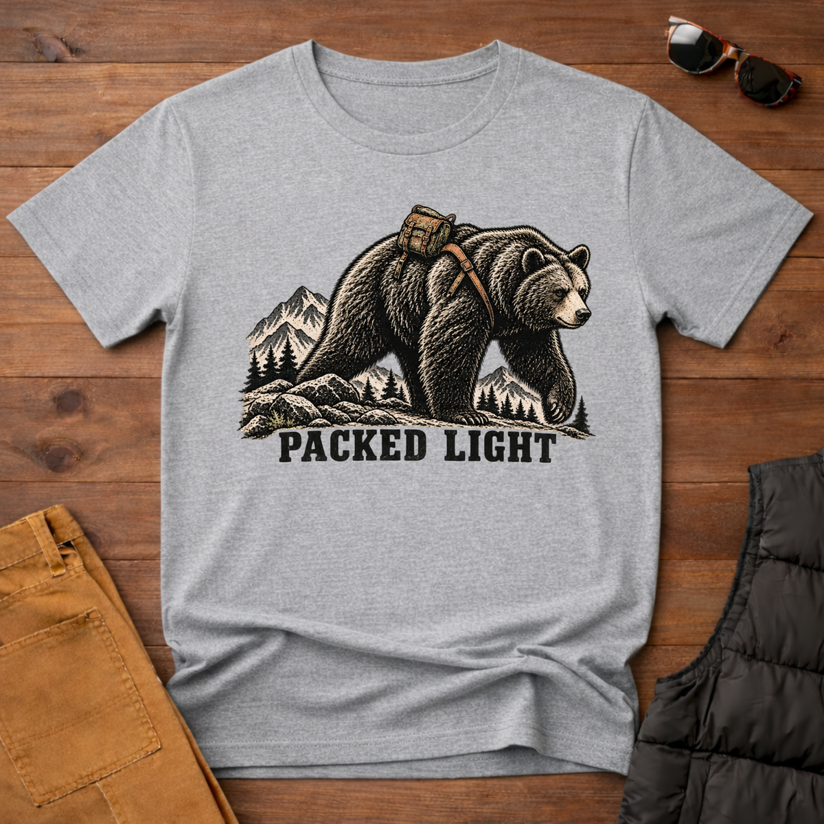 Packed Light Bear T-Shirt — Adventure Camping Graphic Tee