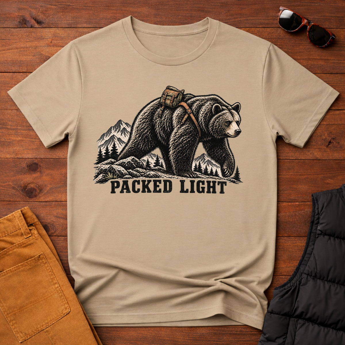 Packed Light Bear T-Shirt — Adventure Camping Graphic Tee