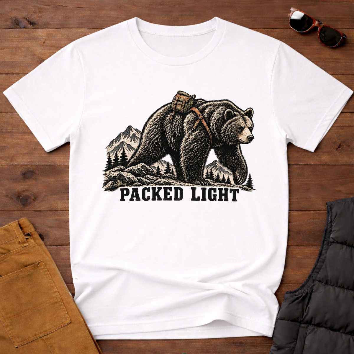 Packed Light Bear T-Shirt — Adventure Camping Graphic Tee