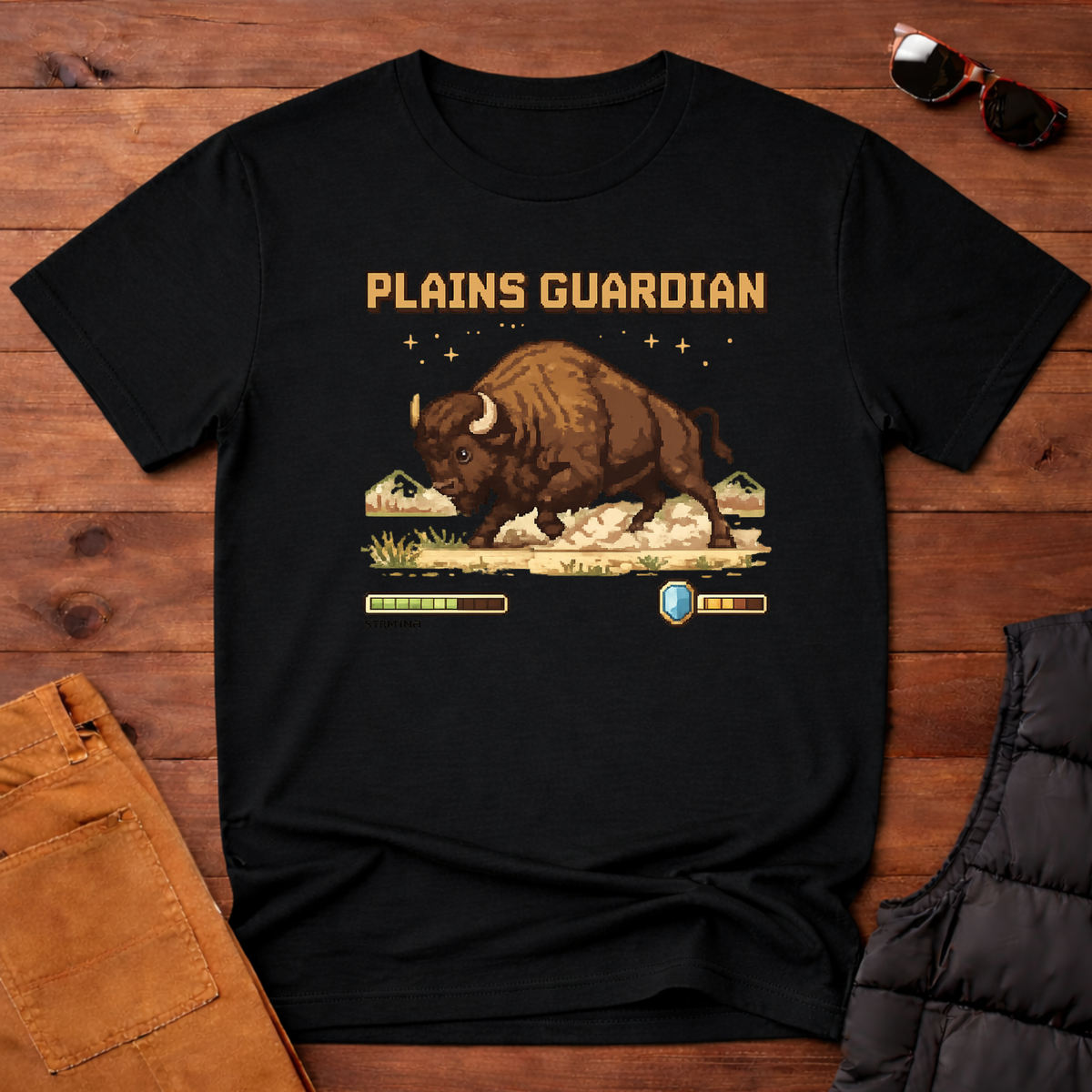 8-Bit Plains Guardian Bison T-Shirt