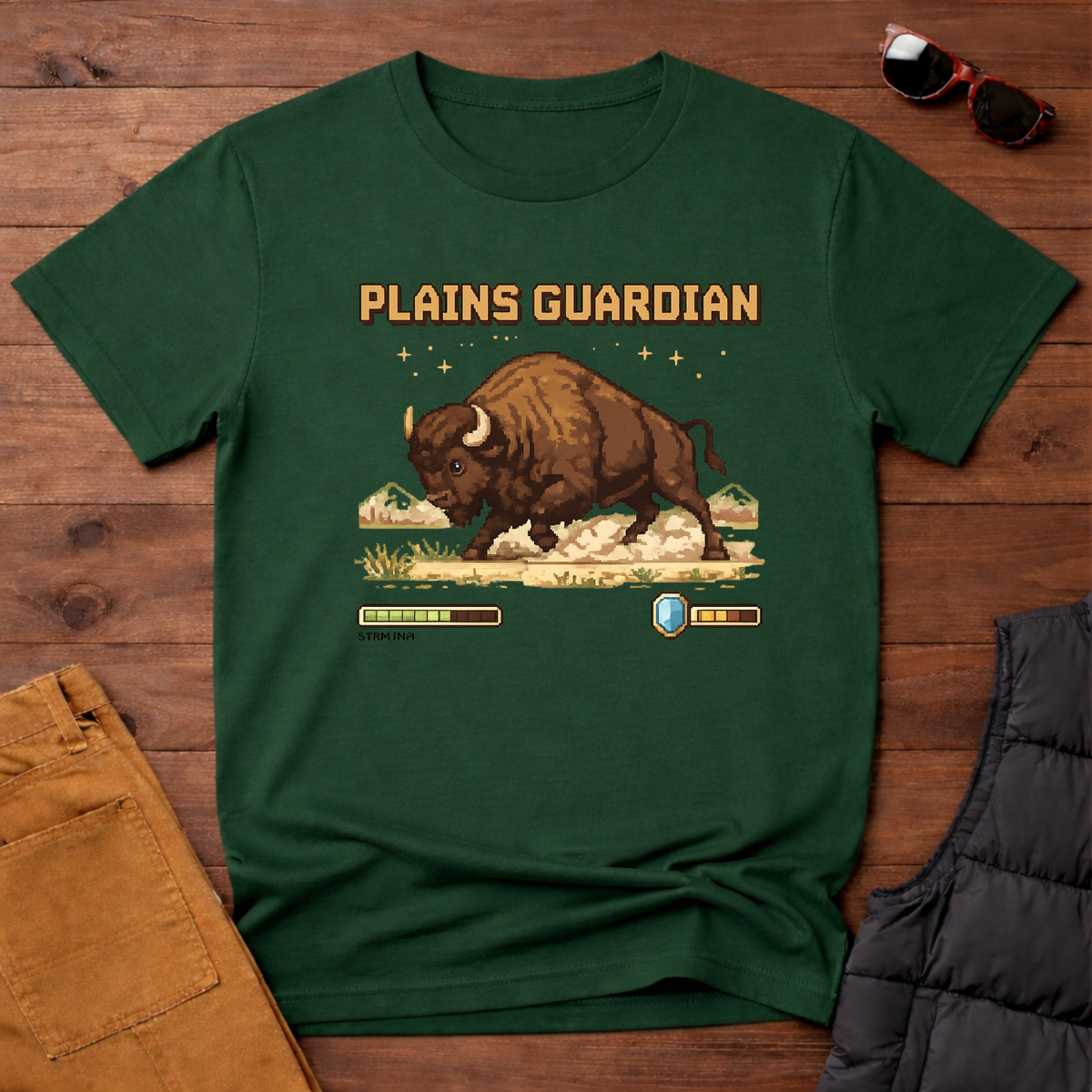 8-Bit Plains Guardian Bison T-Shirt