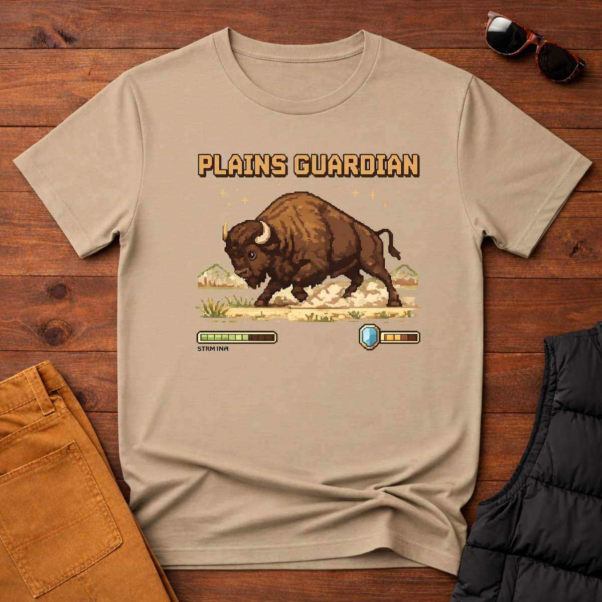 8-Bit Plains Guardian Bison T-Shirt