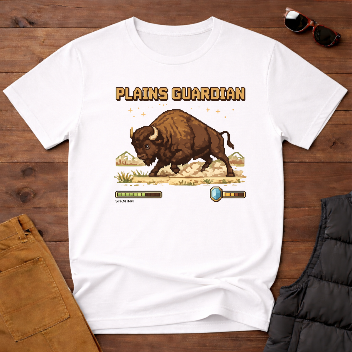 8-Bit Plains Guardian Bison T-Shirt