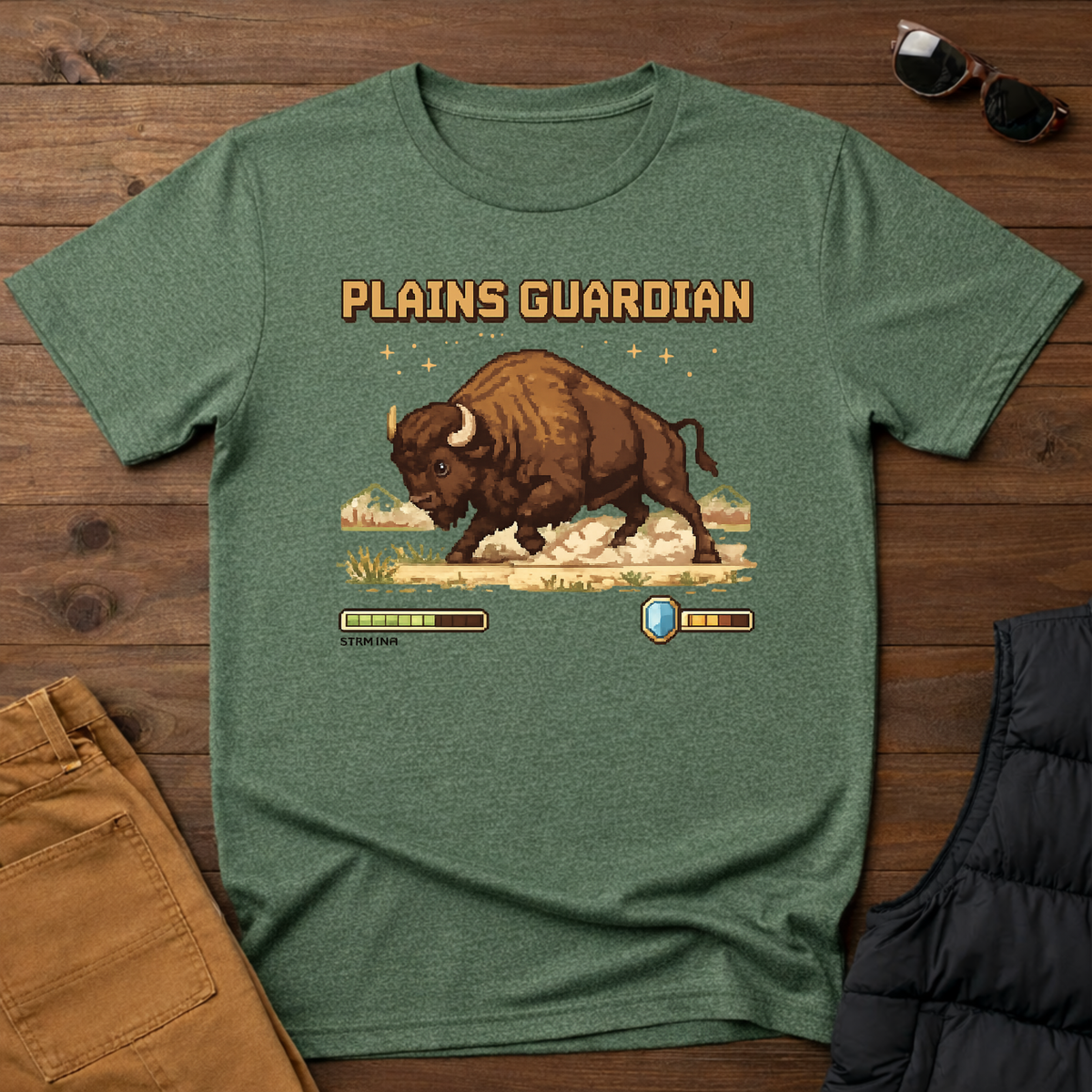 8-Bit Plains Guardian Bison T-Shirt