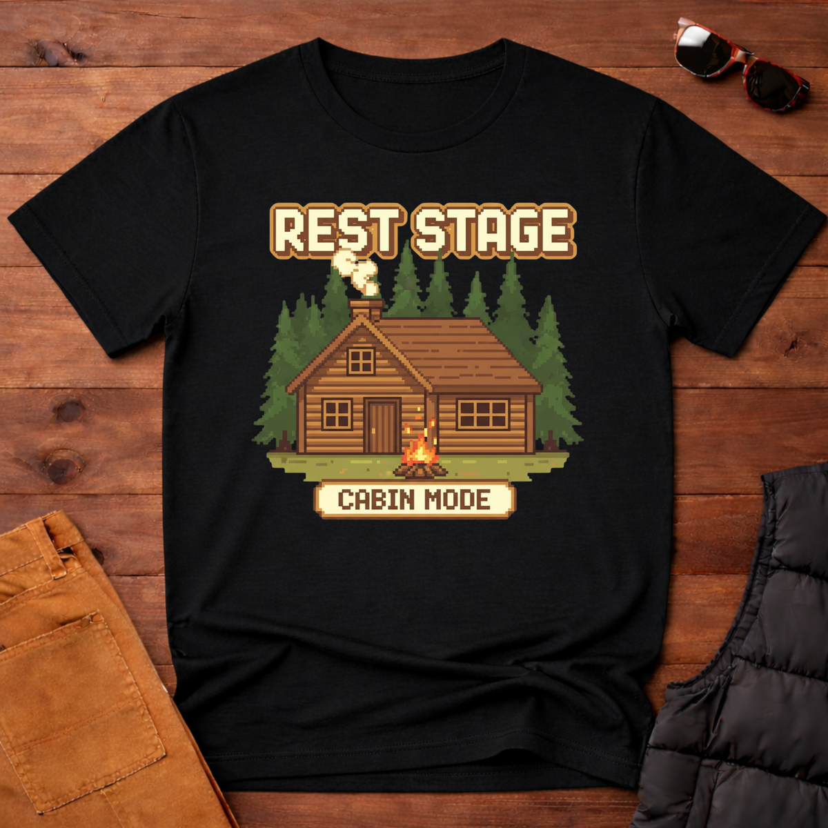 8-Bit Rest Stage Cabin Mode T-Shirt