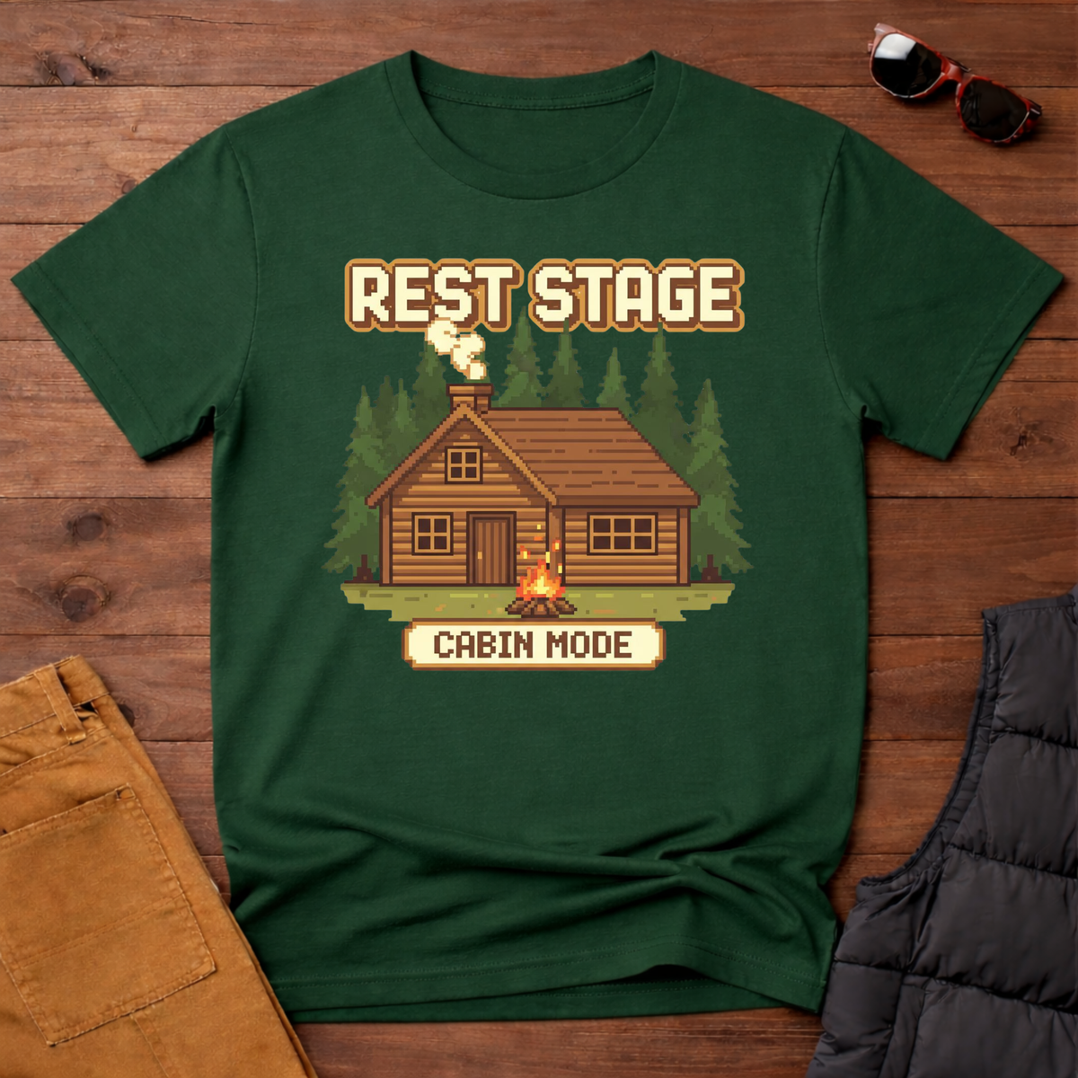 8-Bit Rest Stage Cabin Mode T-Shirt
