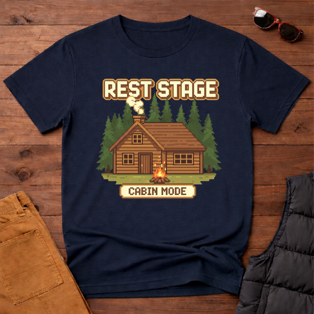 8-Bit Rest Stage Cabin Mode T-Shirt
