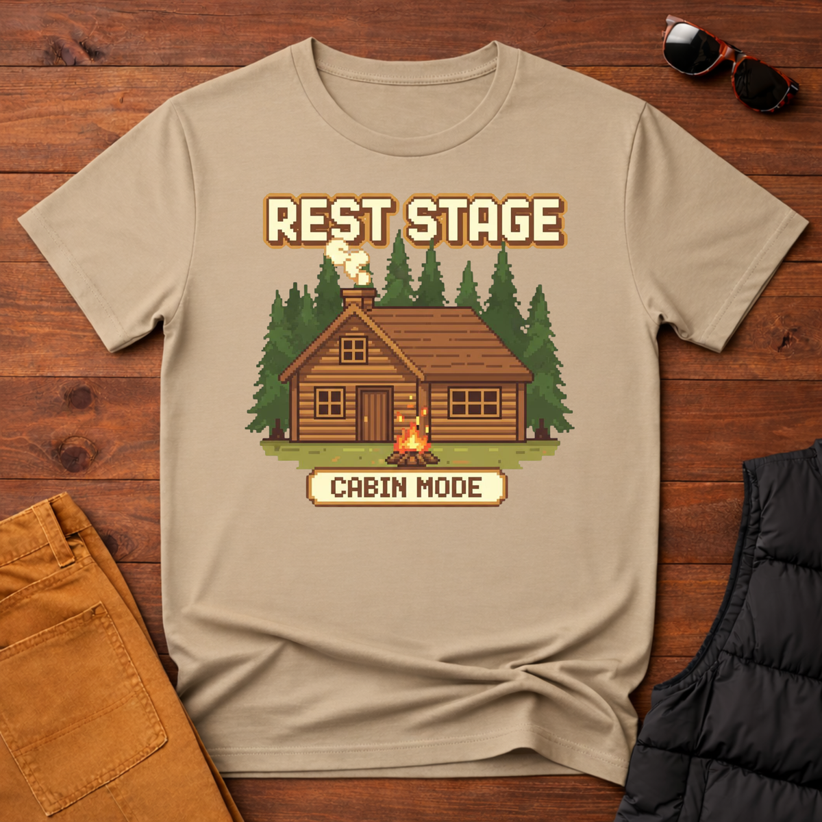 8-Bit Rest Stage Cabin Mode T-Shirt