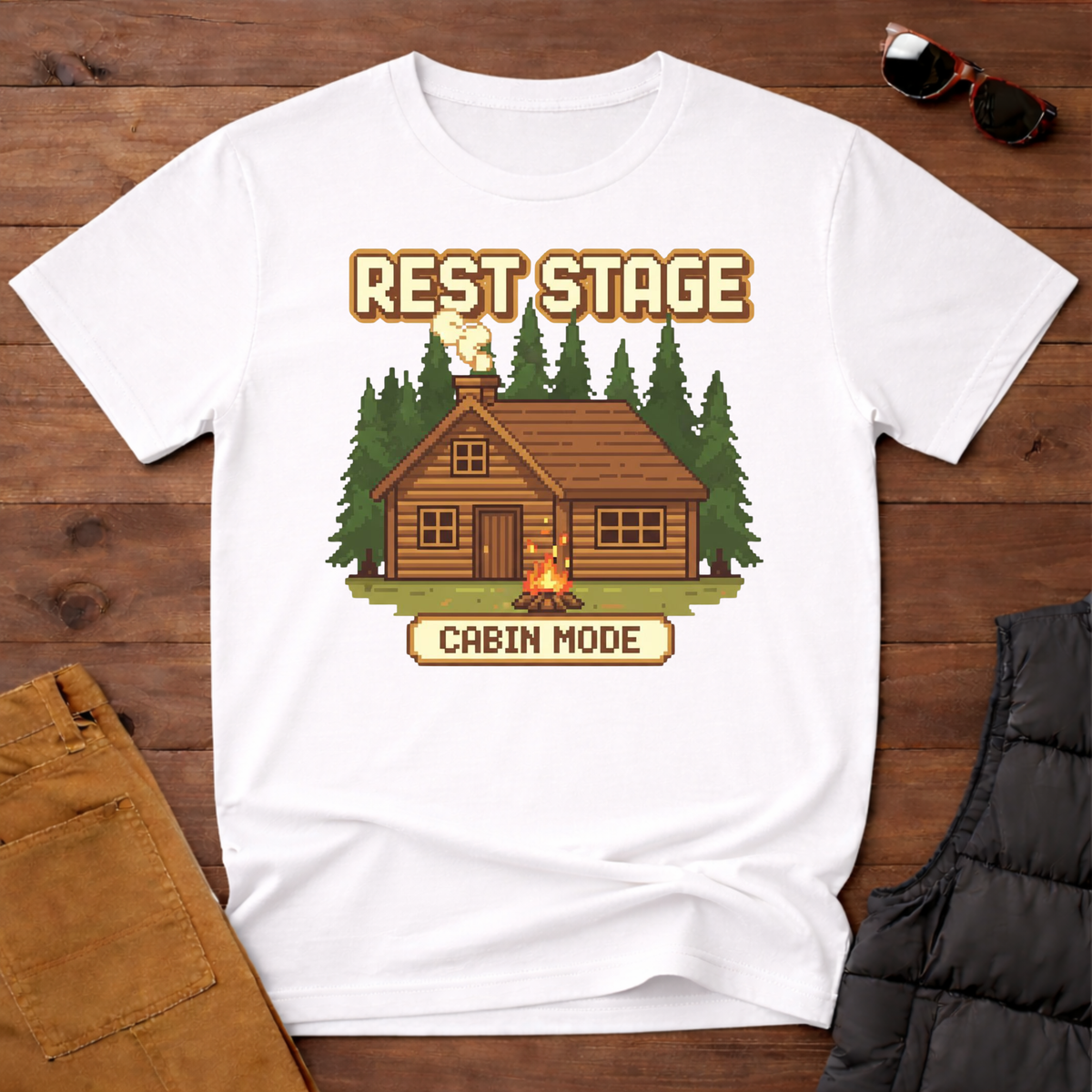 8-Bit Rest Stage Cabin Mode T-Shirt