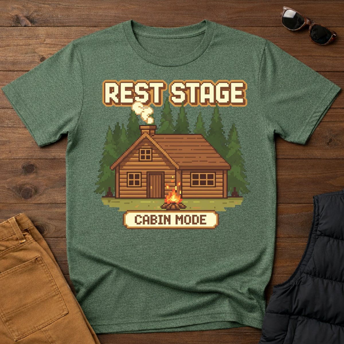 8-Bit Rest Stage Cabin Mode T-Shirt