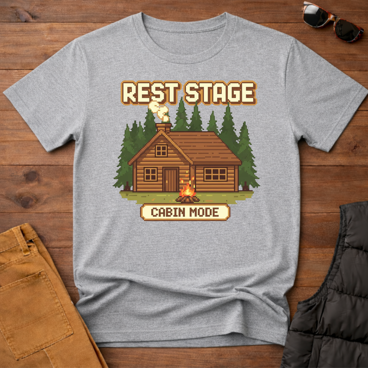 8-Bit Rest Stage Cabin Mode T-Shirt