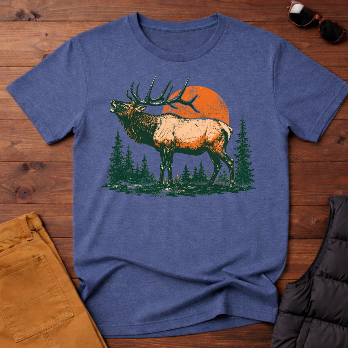 Retro Bugling Elk T-Shirt