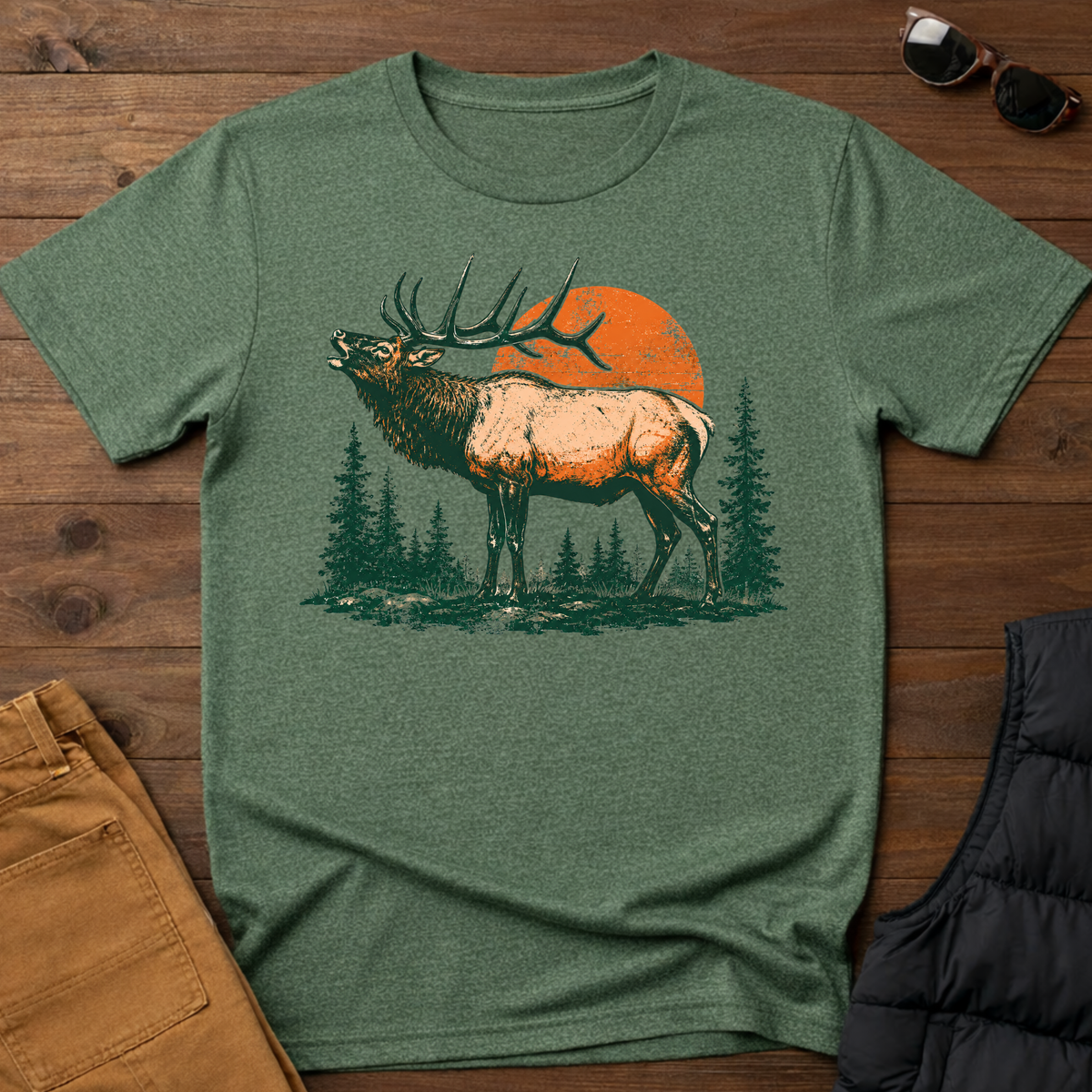 Retro Bugling Elk T-Shirt