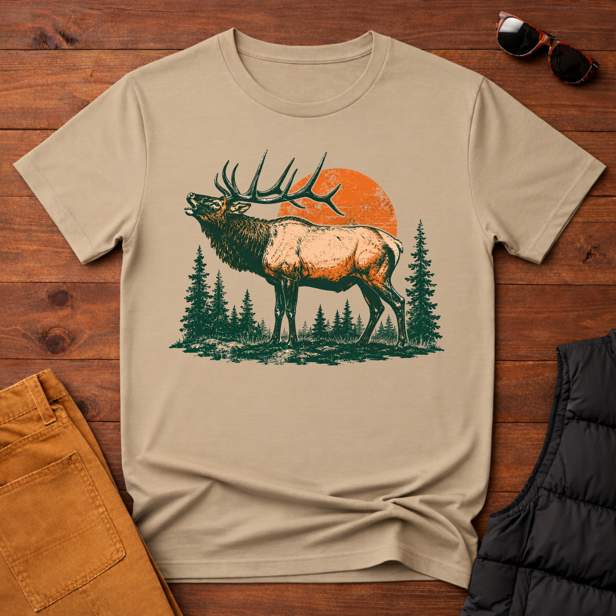 Retro Bugling Elk T-Shirt