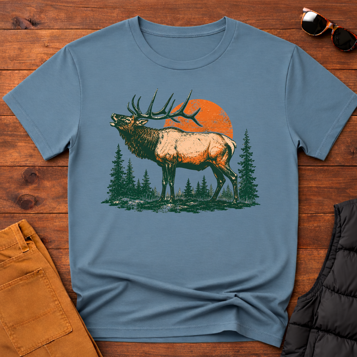 Retro Bugling Elk T-Shirt