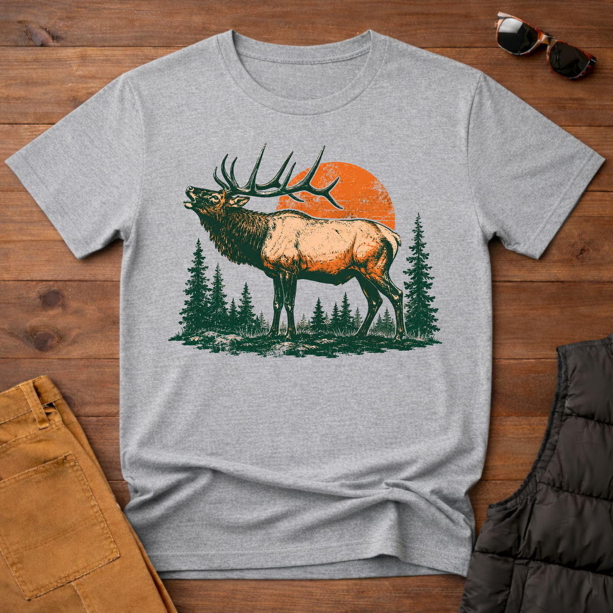 Retro Bugling Elk T-Shirt