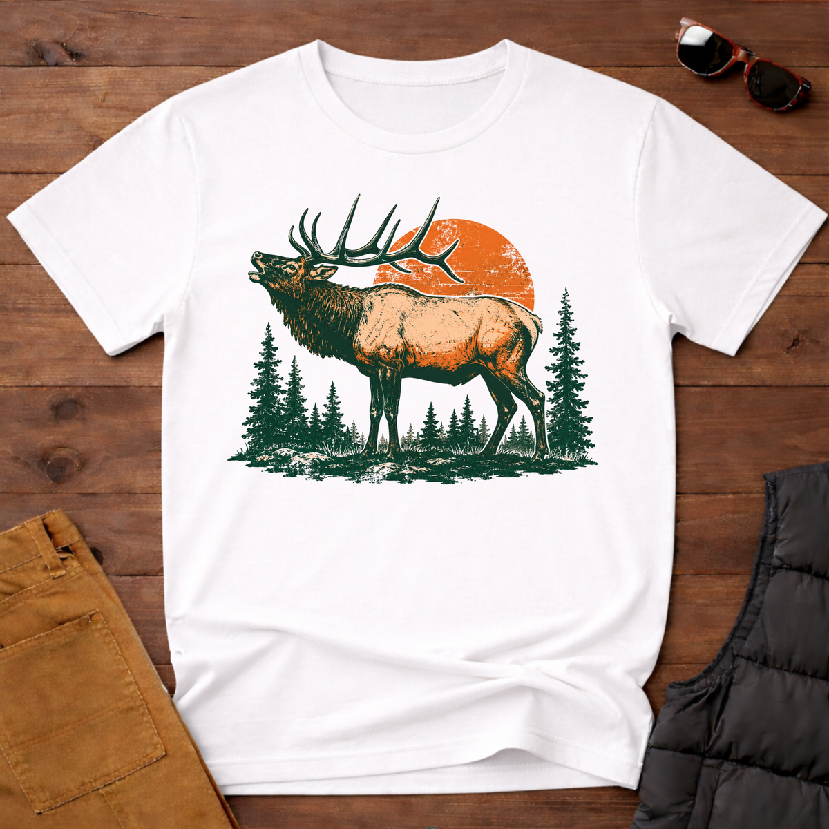 Retro Bugling Elk T-Shirt
