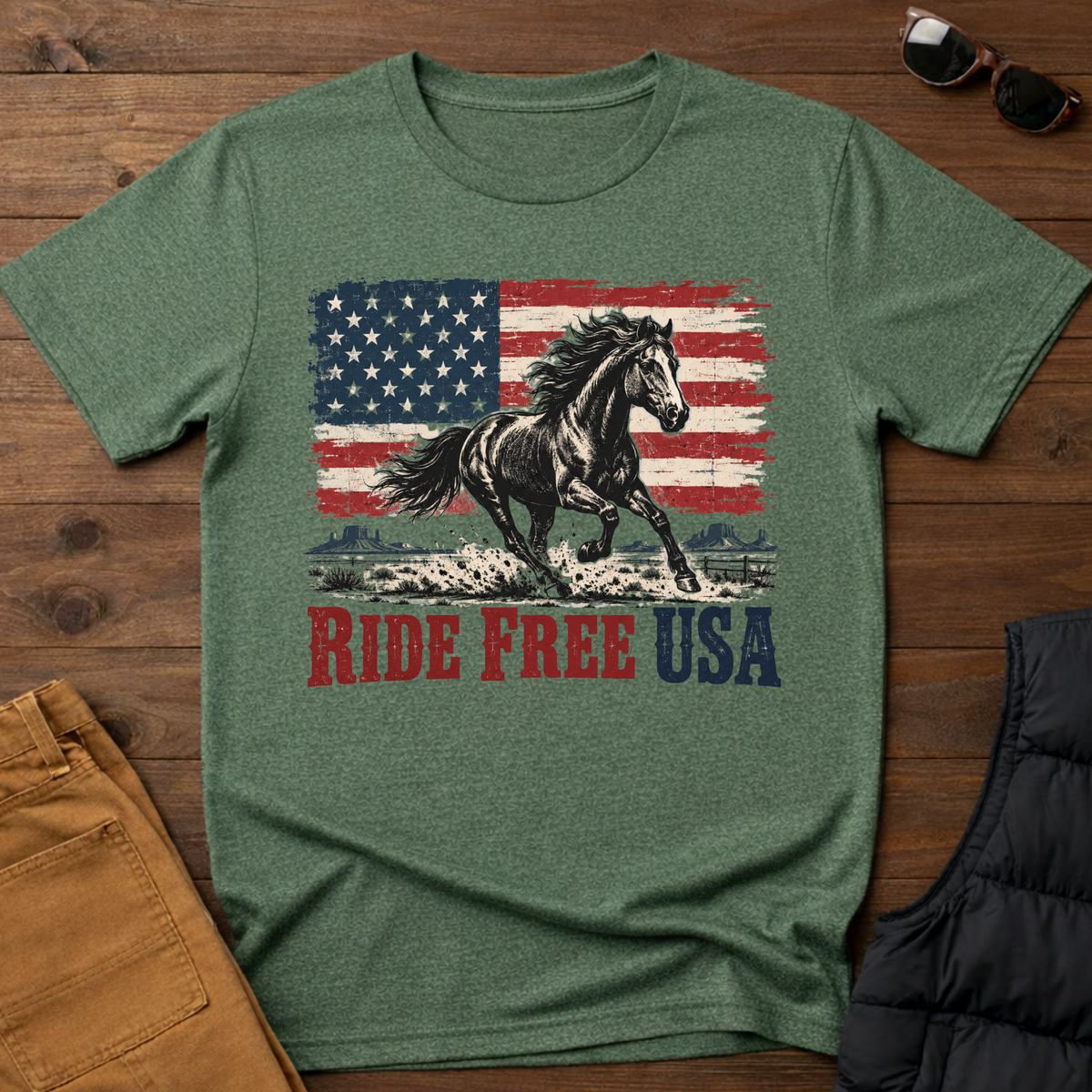 Ride Free USA Wild Horse Tee