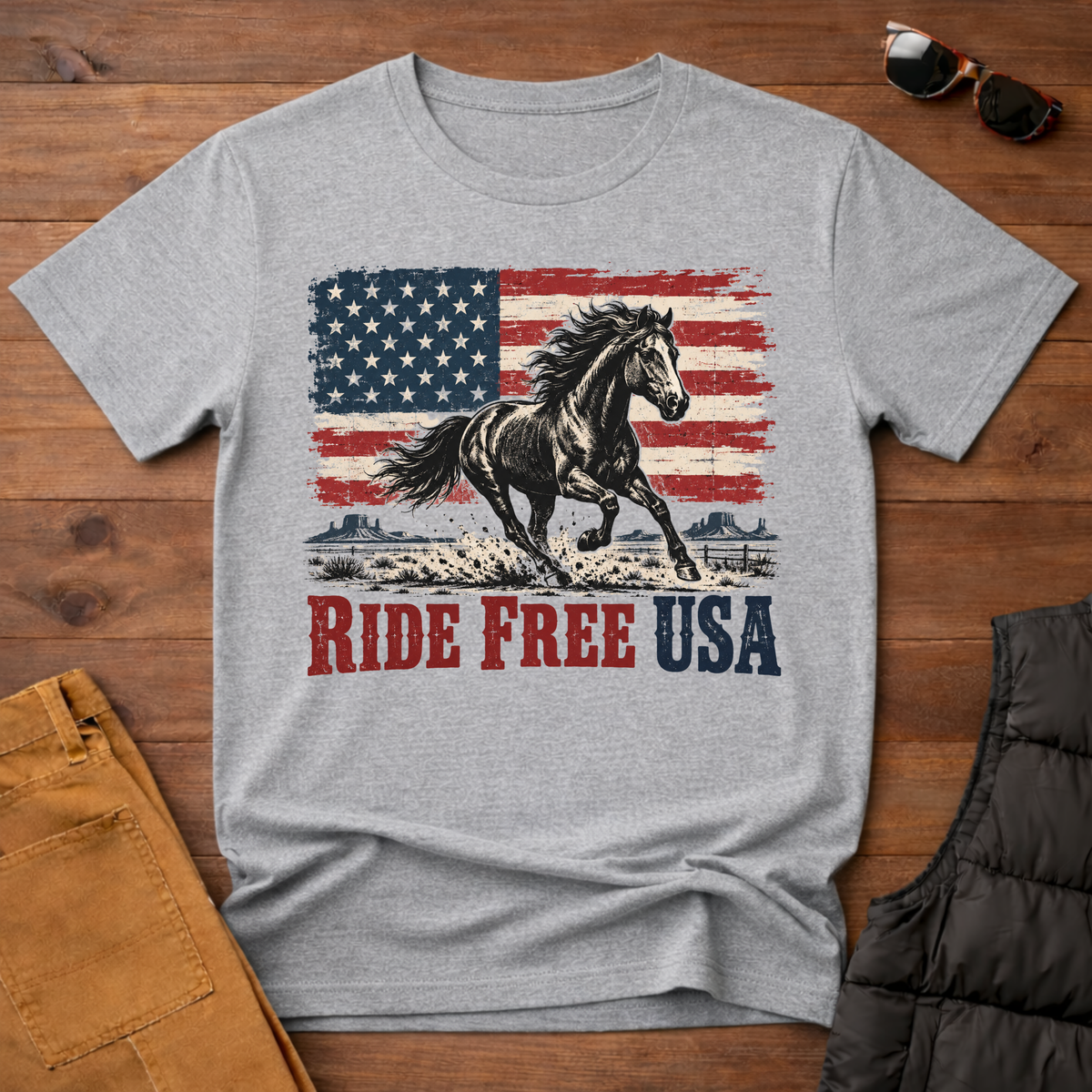Ride Free USA Wild Horse Tee