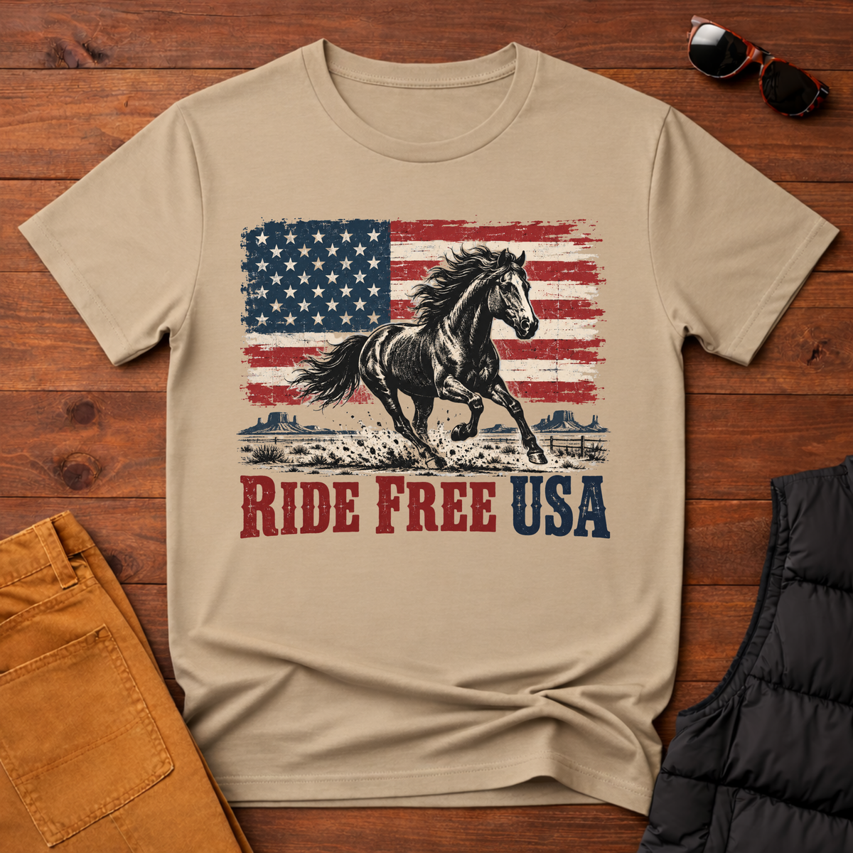 Ride Free USA Wild Horse Tee