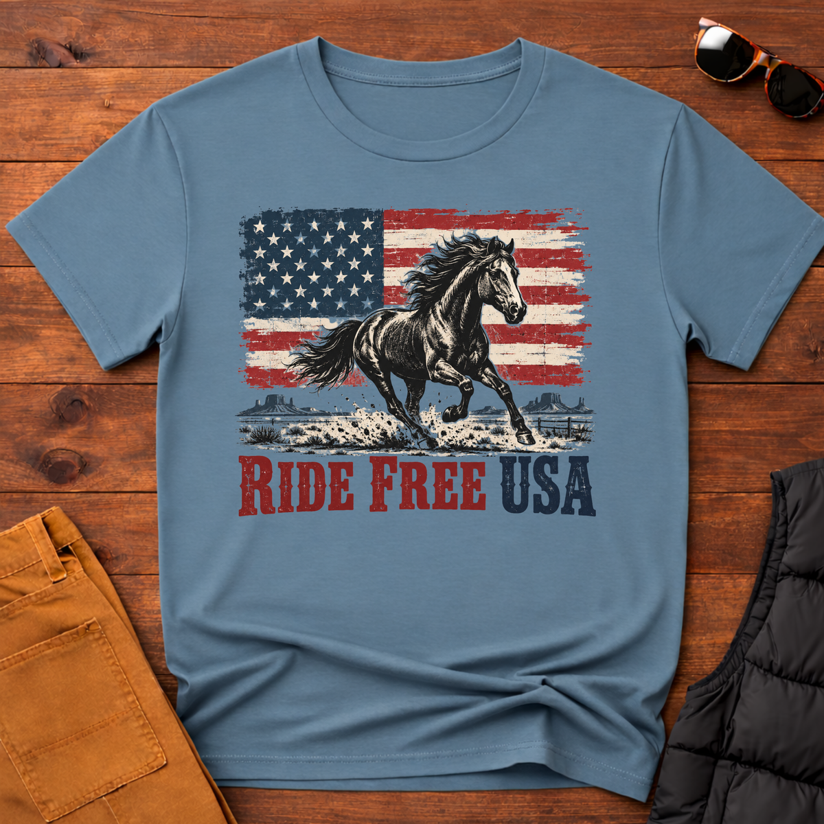 Ride Free USA Wild Horse Tee