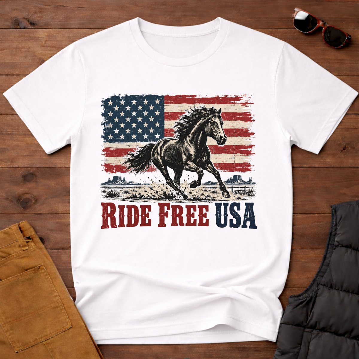 Ride Free USA Wild Horse Tee