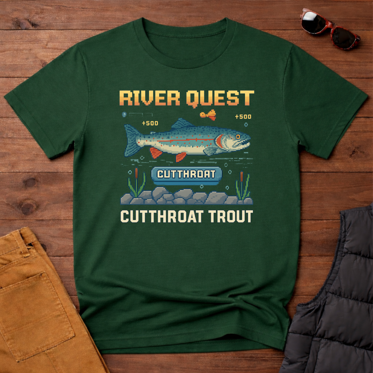 8-Bit Cutthroat Trout River Quest T-Shirt