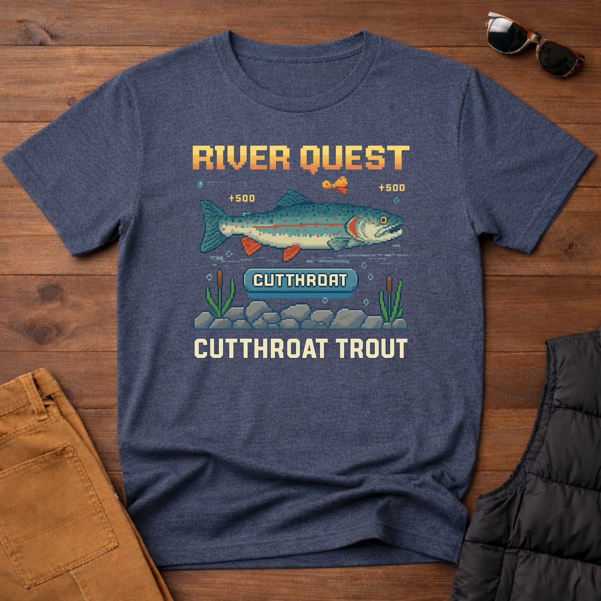 8-Bit Cutthroat Trout River Quest T-Shirt