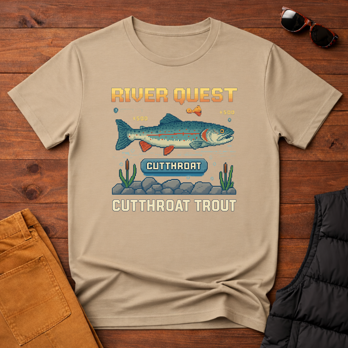 8-Bit Cutthroat Trout River Quest T-Shirt